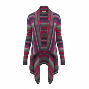 Lauren Ralph Lauren Striped Waterfall Open-Front Knit Cardigan S Cabincore